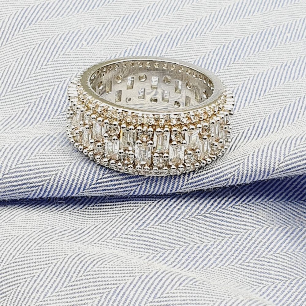 🔥 Fashion Rectangle Round Gems Zircon Luxury Eternity Ring for Women, EVGG1386 - Picture 5 of 15